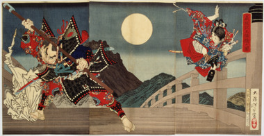 The Fight on Gojobashi Bridge, Scene from "Gikei ki" (Life of Yoshitsune)