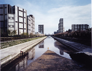 River - View of Earthquake Regeneration Housing Project from a River Flowing through a Former Location of Evacuees' Temporary Accommodation