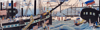 Foreign Traders at Yokohama Transporting Merchandise to Their Ships