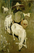 山羊と子供 画像