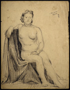 布のある椅子に座る裸婦（仮題）     画像
