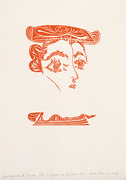 帽子をかぶった婦人［No.6、赤で印刷］ 画像