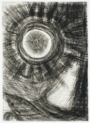 版画集「Composition de la Nuit」顔の中の赤い月 画像