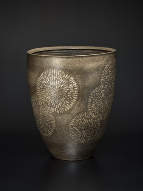 Carbonized vase with inlay decoration, named "Hanabi" (Firework)