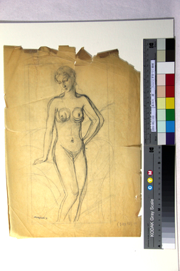 クッションに手をつく裸婦 画像