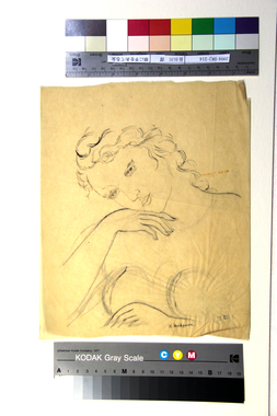 頬に手をあてる女 画像