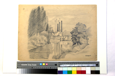 《郊外の風景（ムードンの煙突）》の画稿 画像