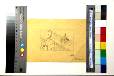 『竹取物語』の画稿（垣根越の貴人と姫） 画像