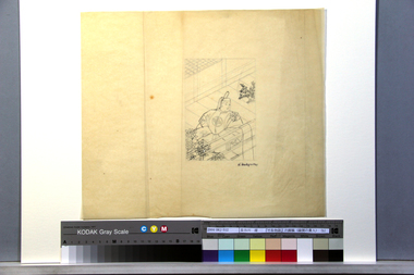 『竹取物語』の画稿（縁側の貴人）（b）