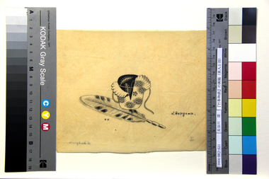 『竹取物語』の画稿（茶入と羽）