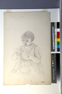 ヴェヌヴェルの編物をする少女 画像