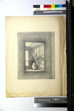 《窓辺の花瓶》の画稿