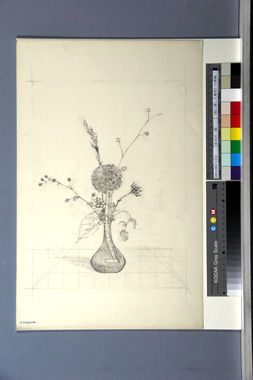 《瓶に挿した種草》の画稿 画像