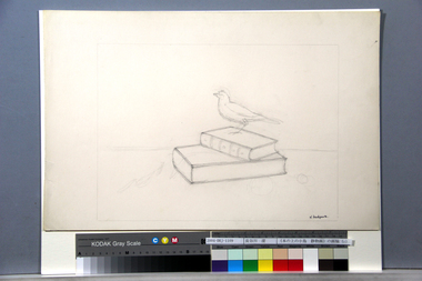 《本の上の小鳥　静物画》の画稿（c） 画像