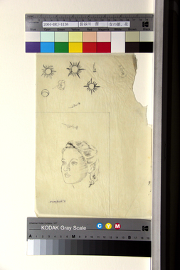 女の顔、花 画像