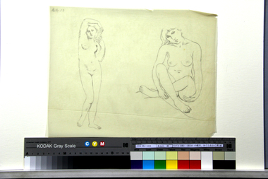 アングル《泉》（部分）の模写、あぐらをかく裸婦 画像