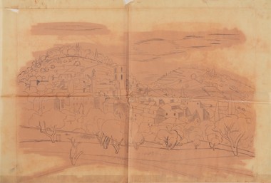 Underdrawing for "Provence Landscape, Forcalquier"