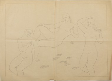 Study for "Bathing Women, Fish and Shells: Three Nude Women and Cupid"