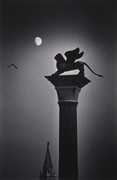 Venice Nightscapes — Sunset: Column with Winged Lion Representing the Resurrection, Symbol of St. Mark, Piazzetta San Marco